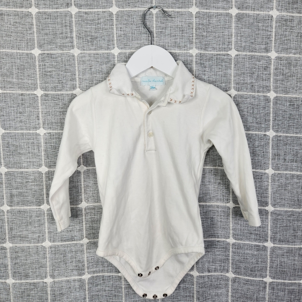 Marie-Chantal White Pima Cotton Embroidered Bodysuit